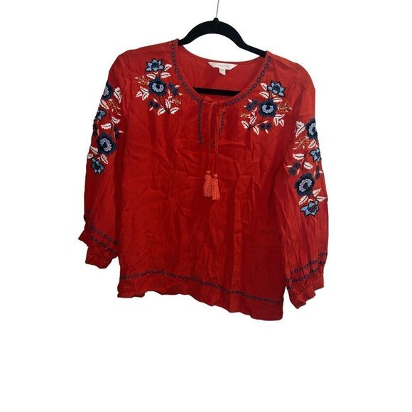 ✨Garnet Hill Embroidered-Yoke Bishop-Sleeve Sz Small Blouse✨ - Picture 8 of 13
